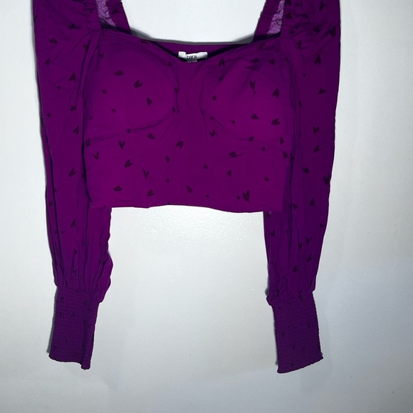Fuchsia Heart Print Women's Top - Picture 3 of 9